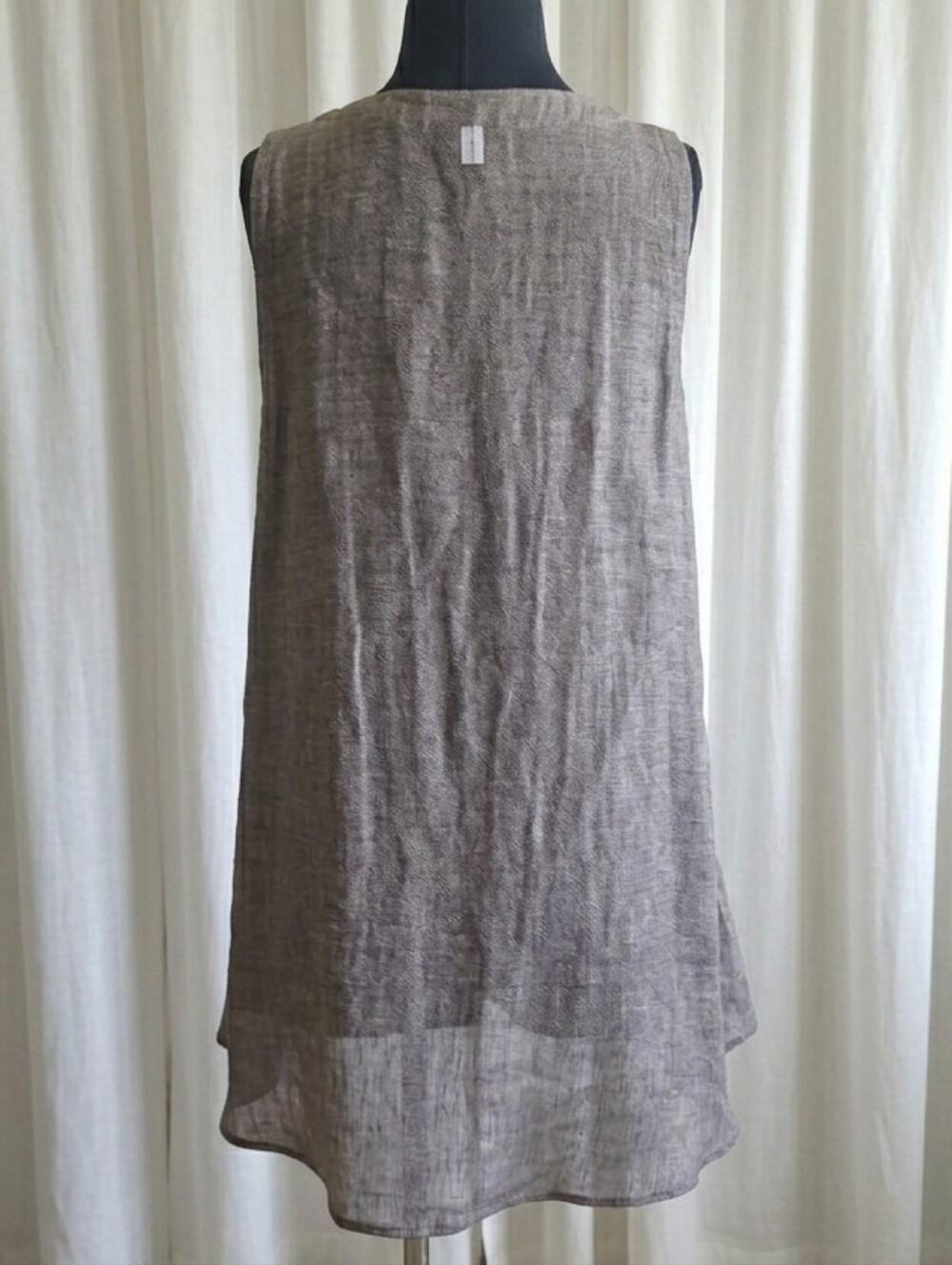 Eileen Fisher Taupe Sleeveless Button-Front Linen Tunic - Picture 2 of 4